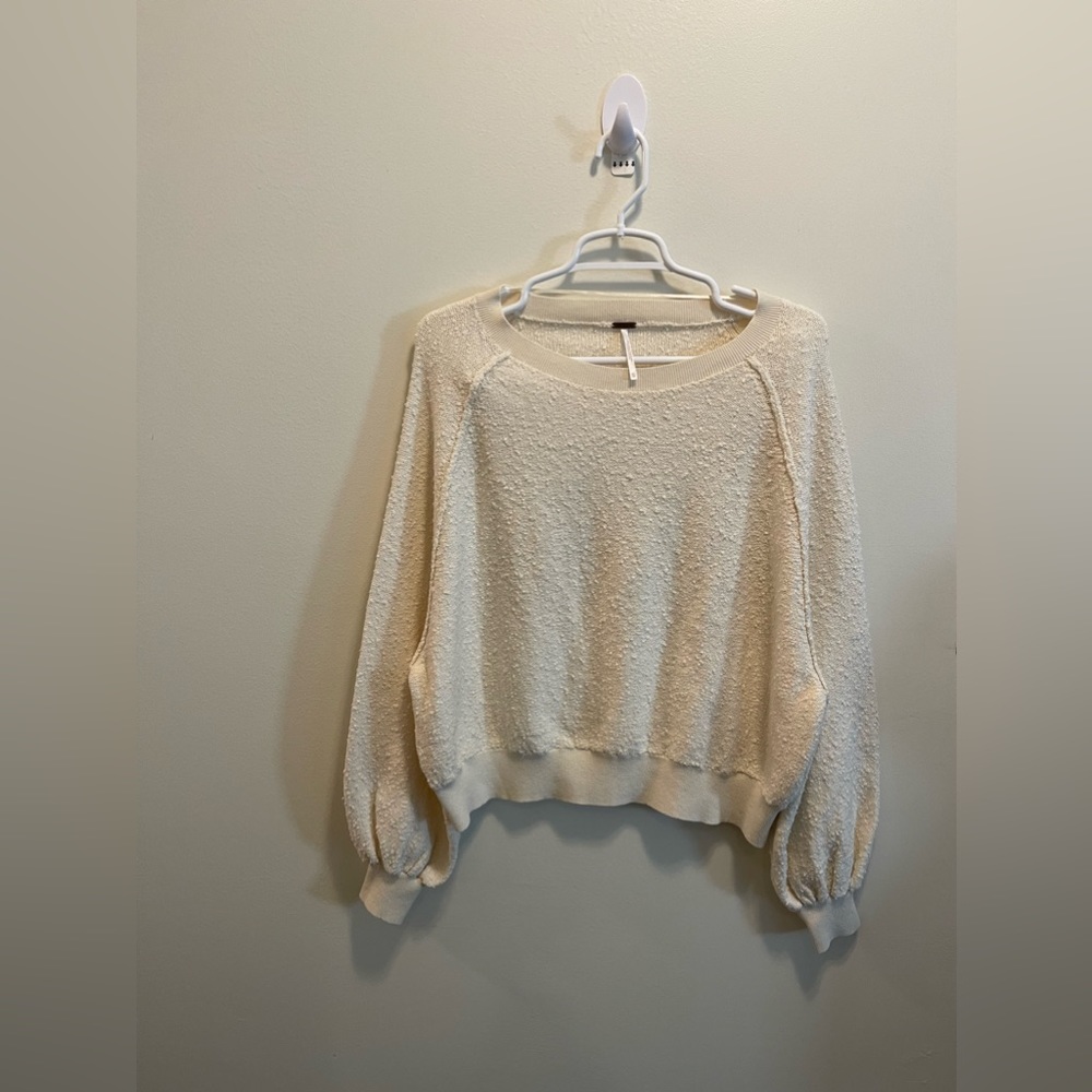 Free People Found My Friend Crewneck Sweater Magnolia Oat Size Extra Small